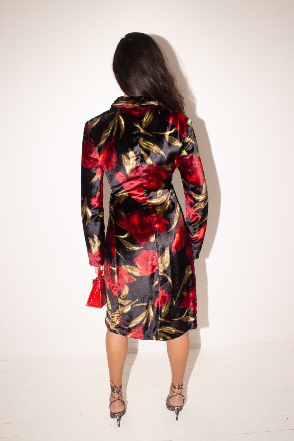 Dolce & Gabbana <br> F/W 1997 floral velvet coat with leopard lining