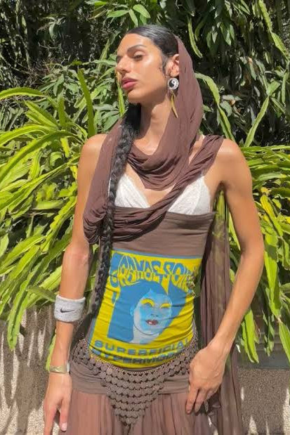 Dolce & Gabbana <br> D&G S/S 2003 graphic print sheer chiffon drape dress