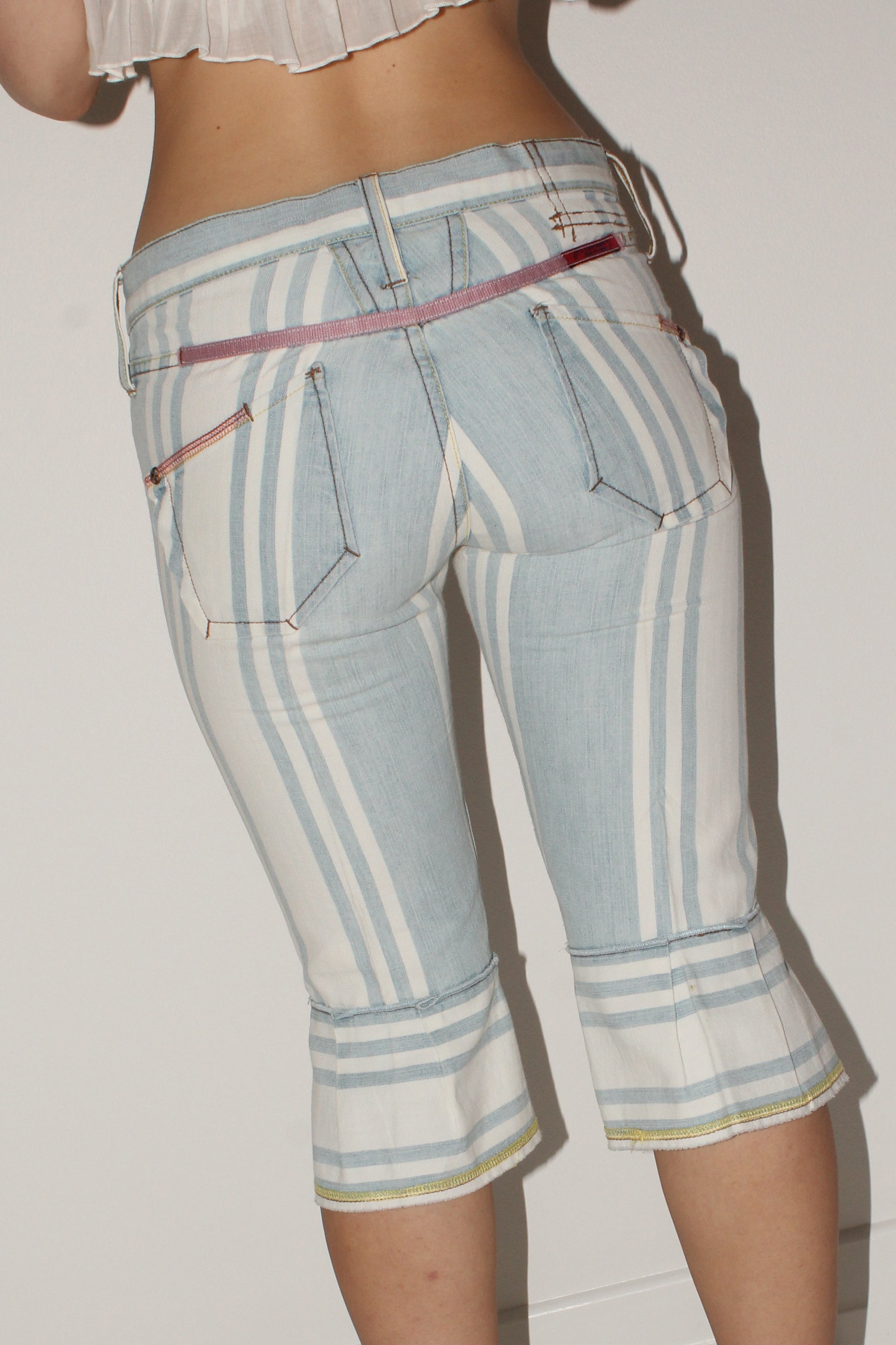 Marithe Francois Girbaud <br> 00's striped denim capris
