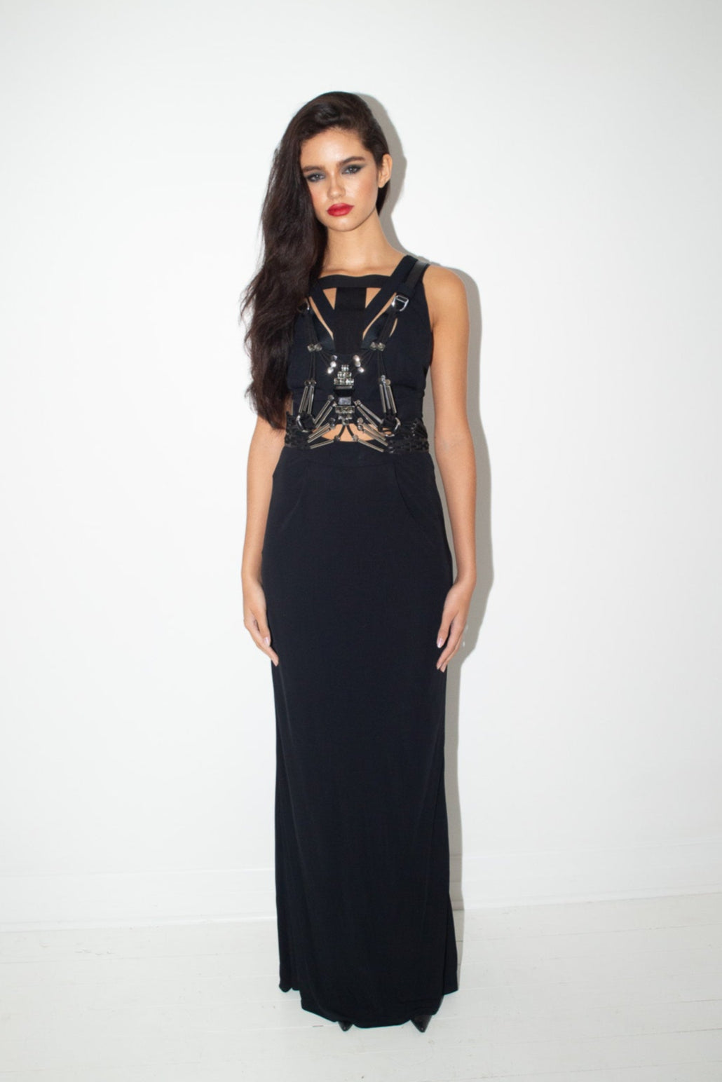 Gucci <br> S/S 2010 runway gown with cut-outs and chrome & crystal embellishment