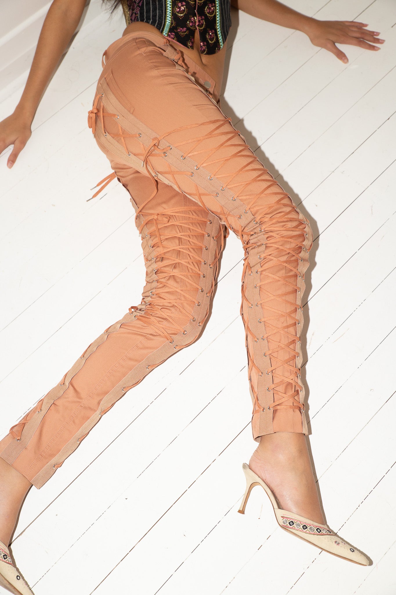 Jean Paul Gaultier <br> S/S 2015 runway lace up front pants