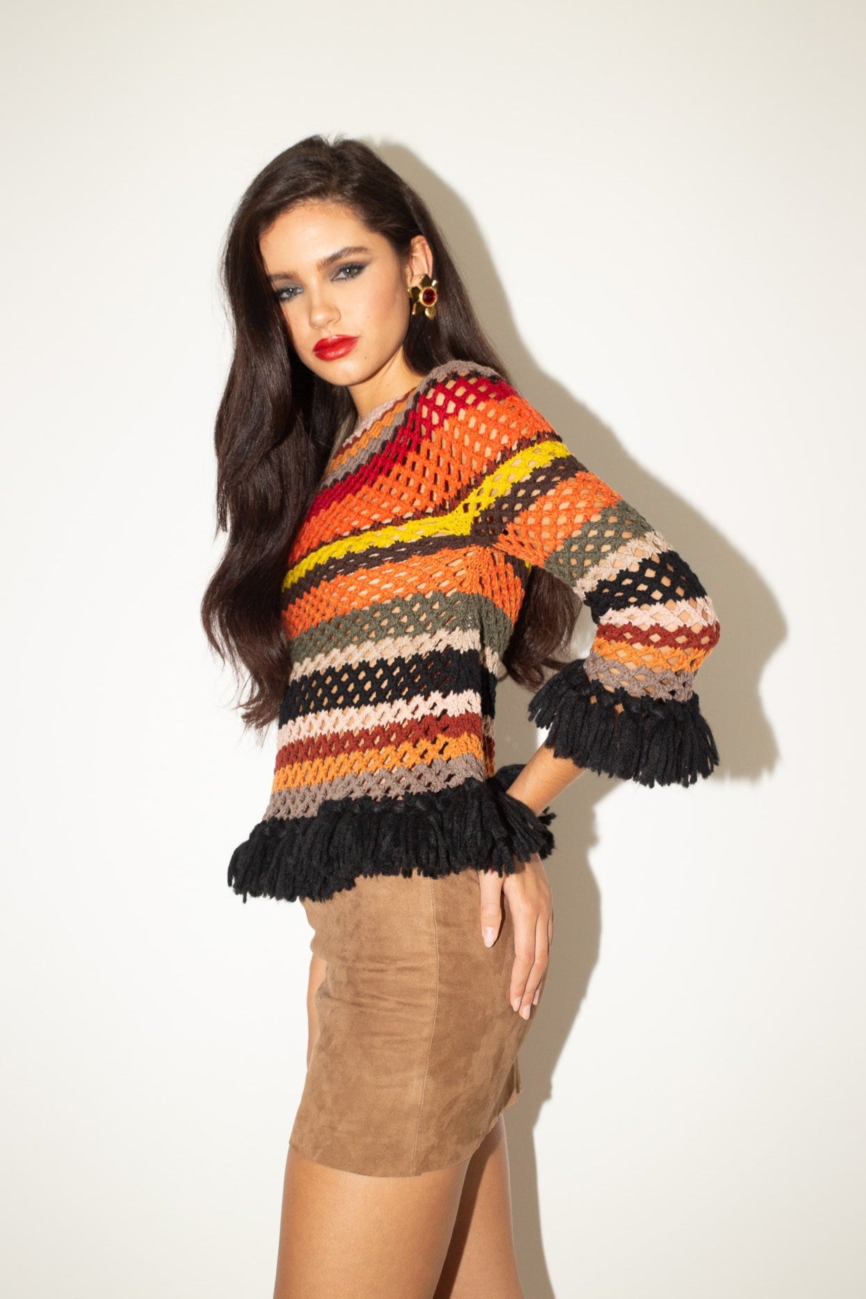 Christian Dior <br> Resort 2018 runway stripe knit crochet jumper