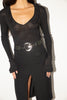 Gucci <br> Tom Ford S/S 1999 plunge ruffle neckline lurex knit top
