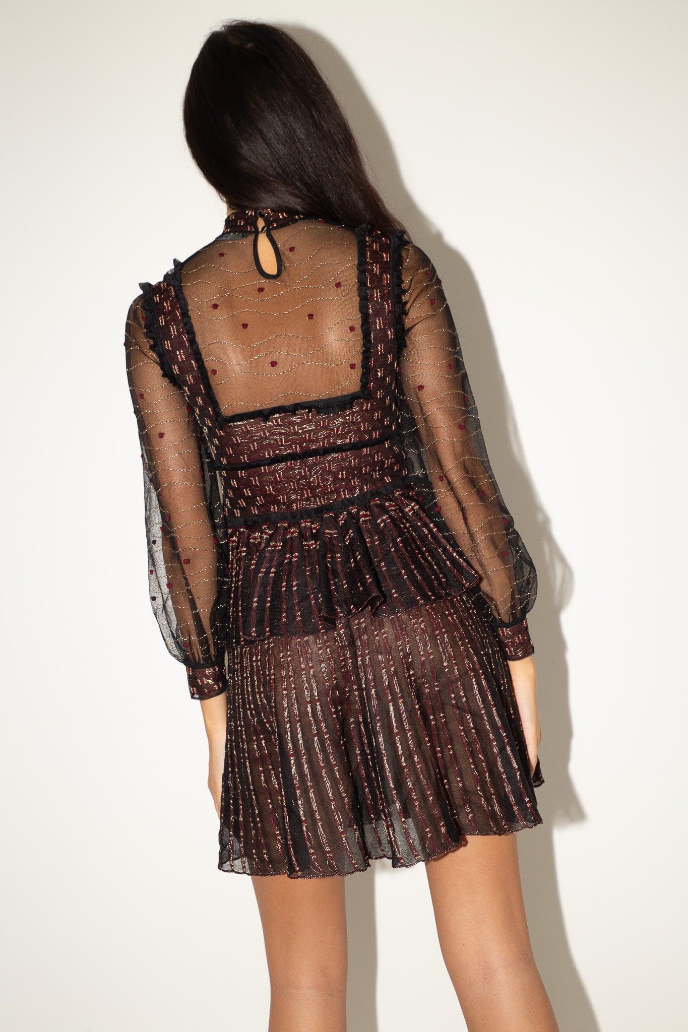 Alexander McQueen <br> Pre-Fall 2016 sheer silk mesh peplum dress