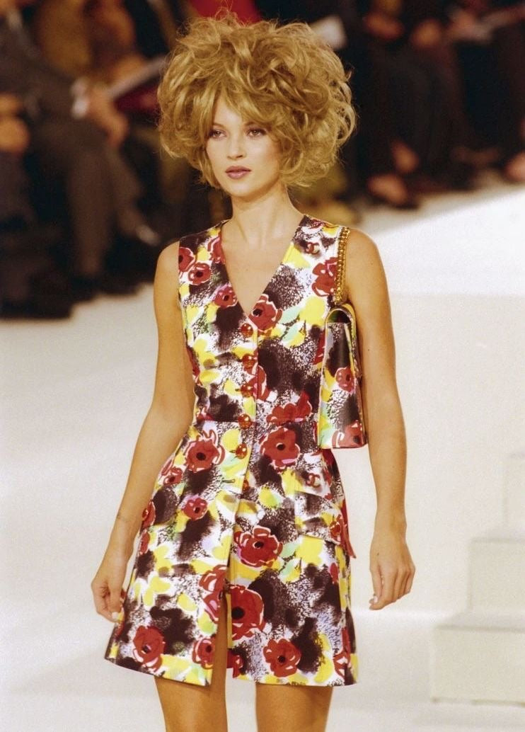 Chanel <br> S/S 1997 runway pastel logo print dress