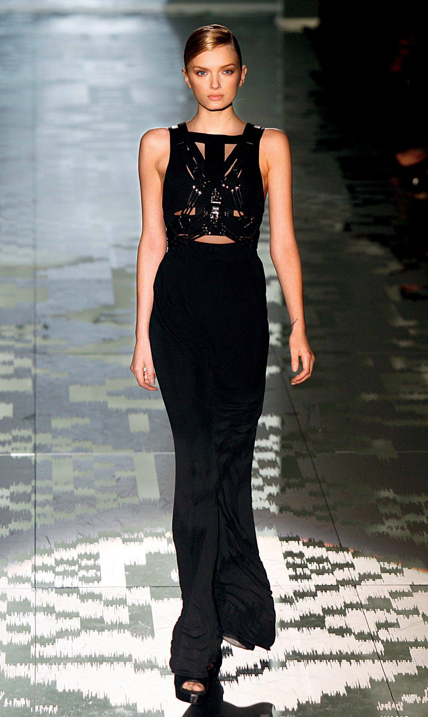 Gucci <br> S/S 2010 runway gown with cut-outs and chrome & crystal embellishment