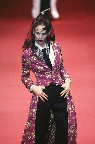 Dolce & Gabbana <br> F/W 1997 floral velvet coat with leopard lining