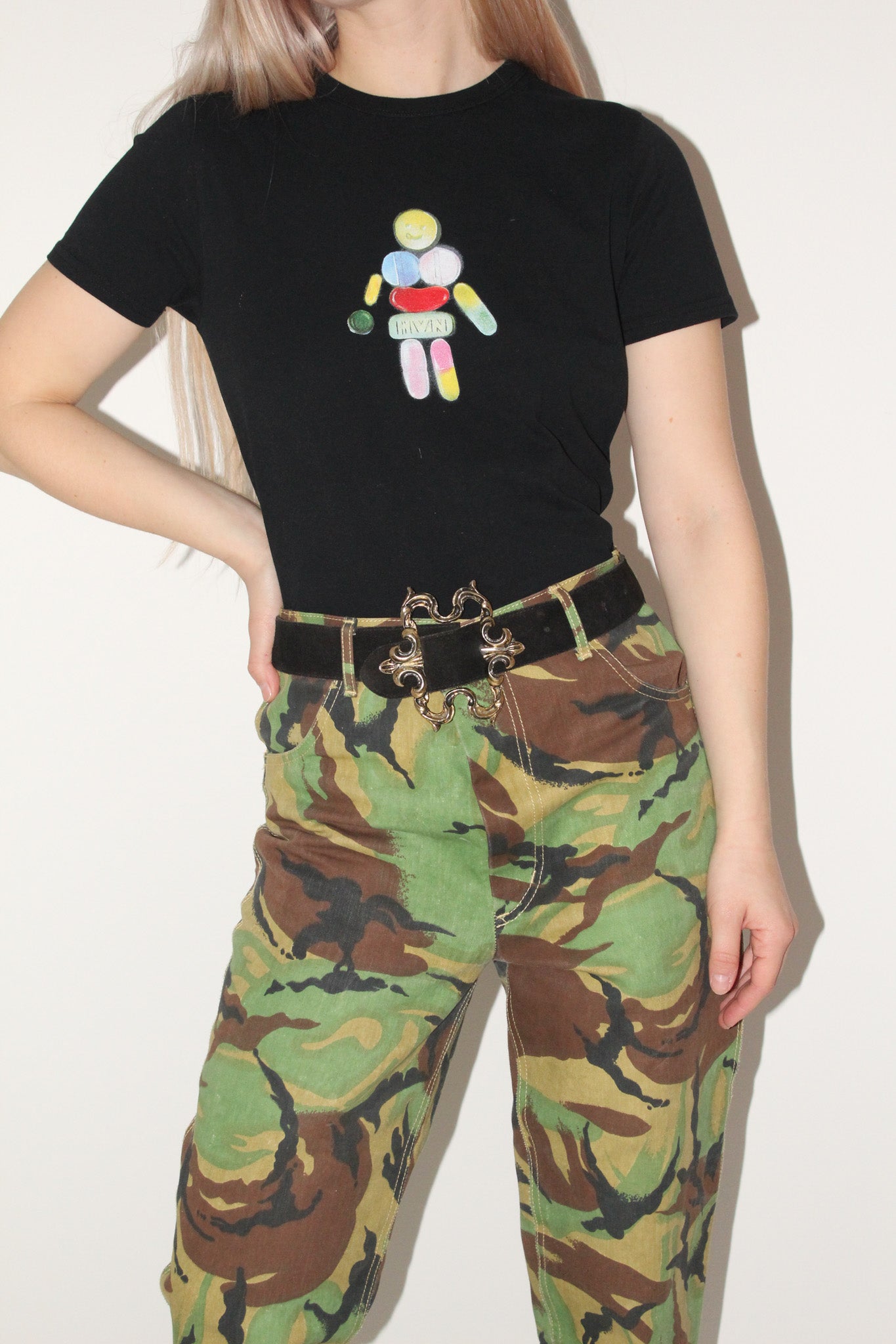 Toga Archives <br> 2000's cotton/linen camo pants with raw hems