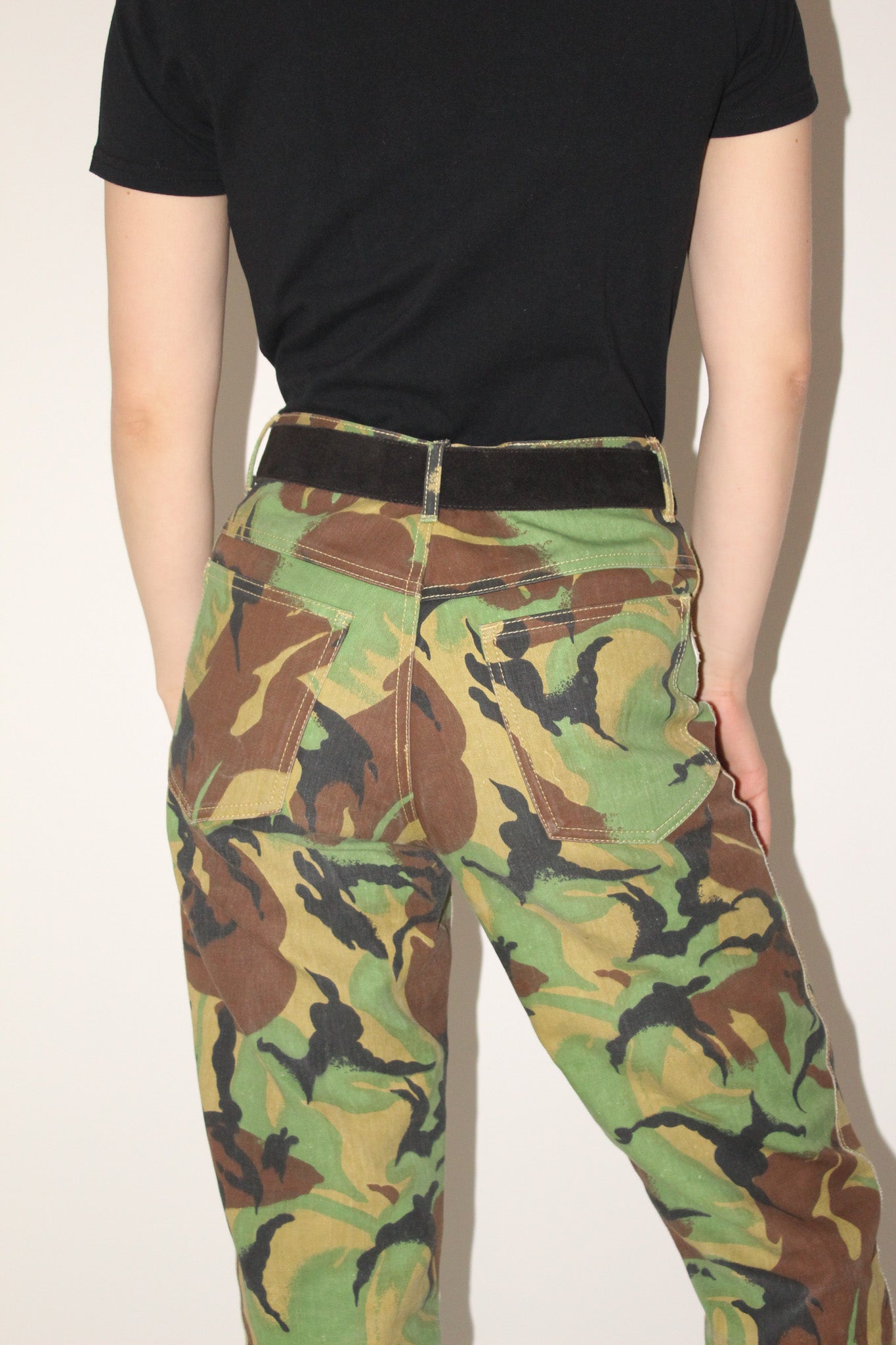 Toga Archives <br> 2000's cotton/linen camo pants with raw hems