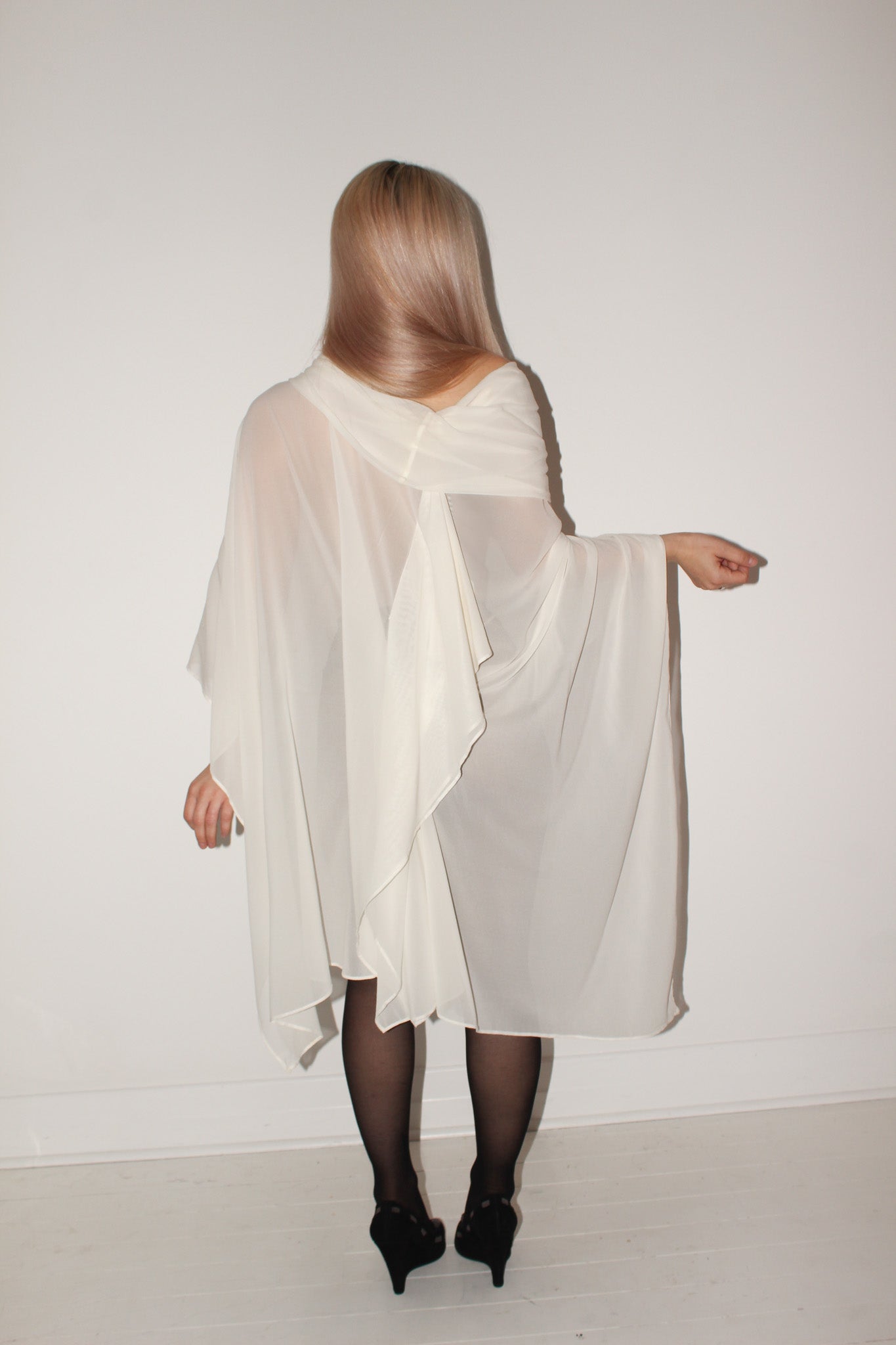 Gareth Pugh <br> c2015 silk chiffon draped poncho cape