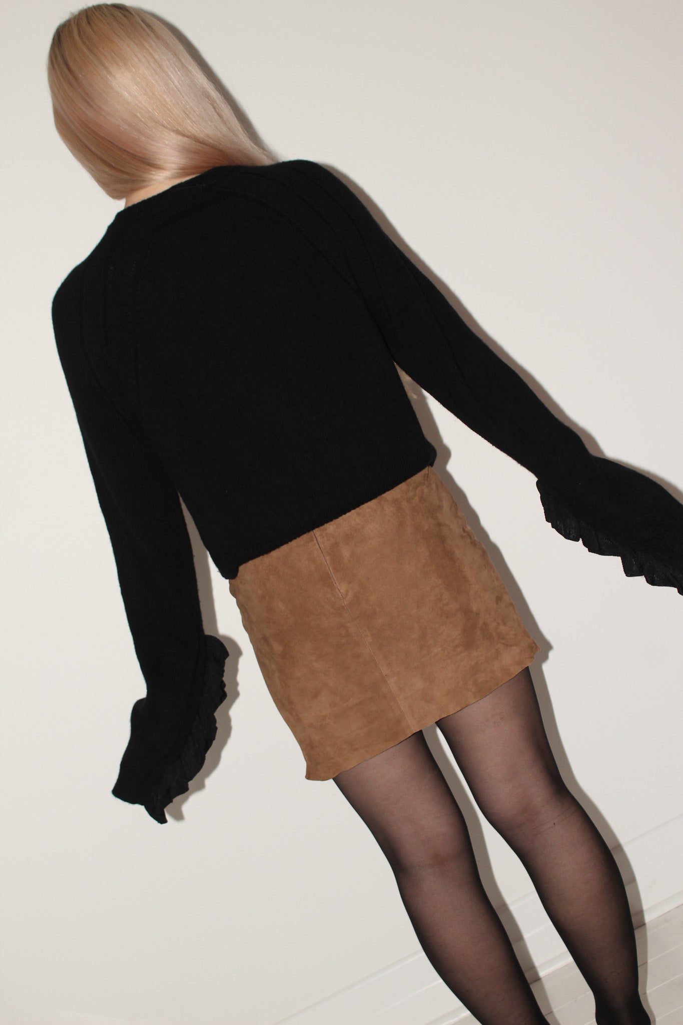 Helmut Lang <br> 2000's cropped ruffle cuff knit sweater