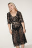 Collette Dinnigan <br> 90's sheer embroidered black lace panel work dress