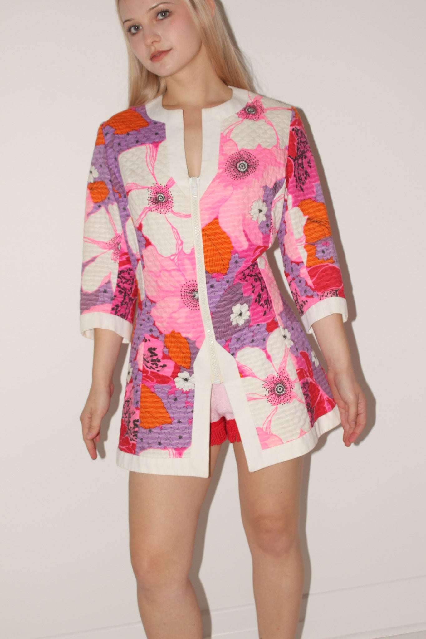 David Jones <br> 60's waffle cotton flower power tunic