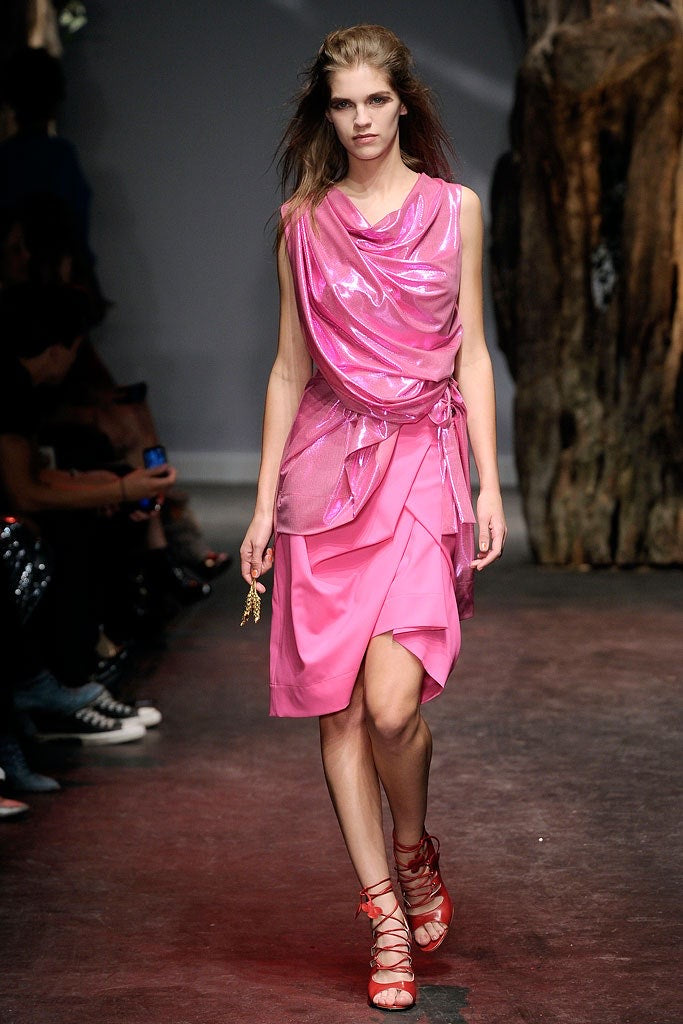 Vivienne Westwood <br> S/S 2010 Red Label runway metallic pink draped dress