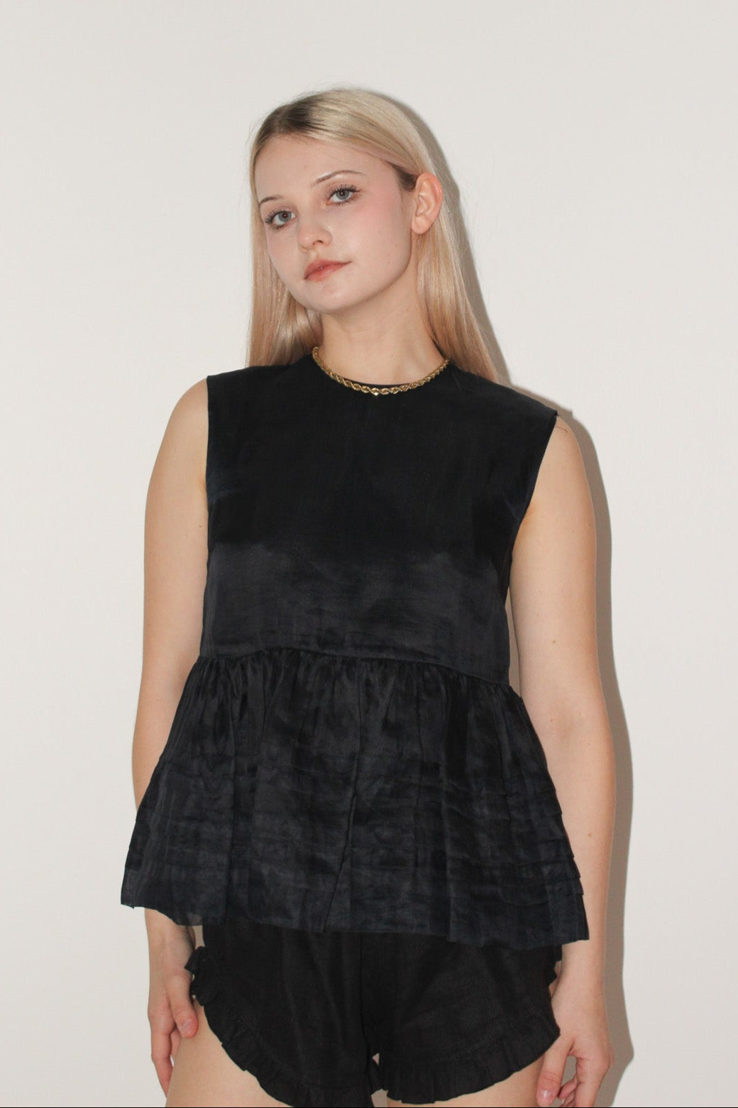 Miu Miu <br> 2011 tulle babydoll peplum top
