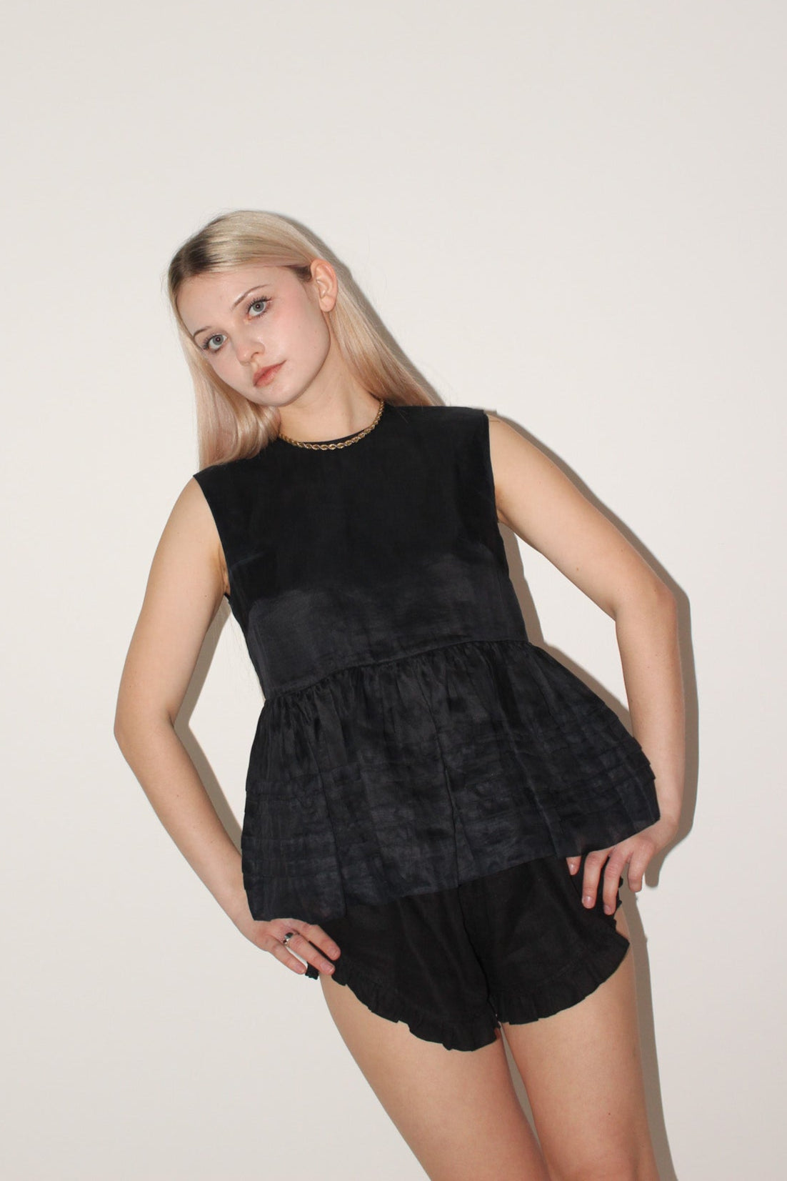 Miu Miu <br> 2011 tulle babydoll peplum top