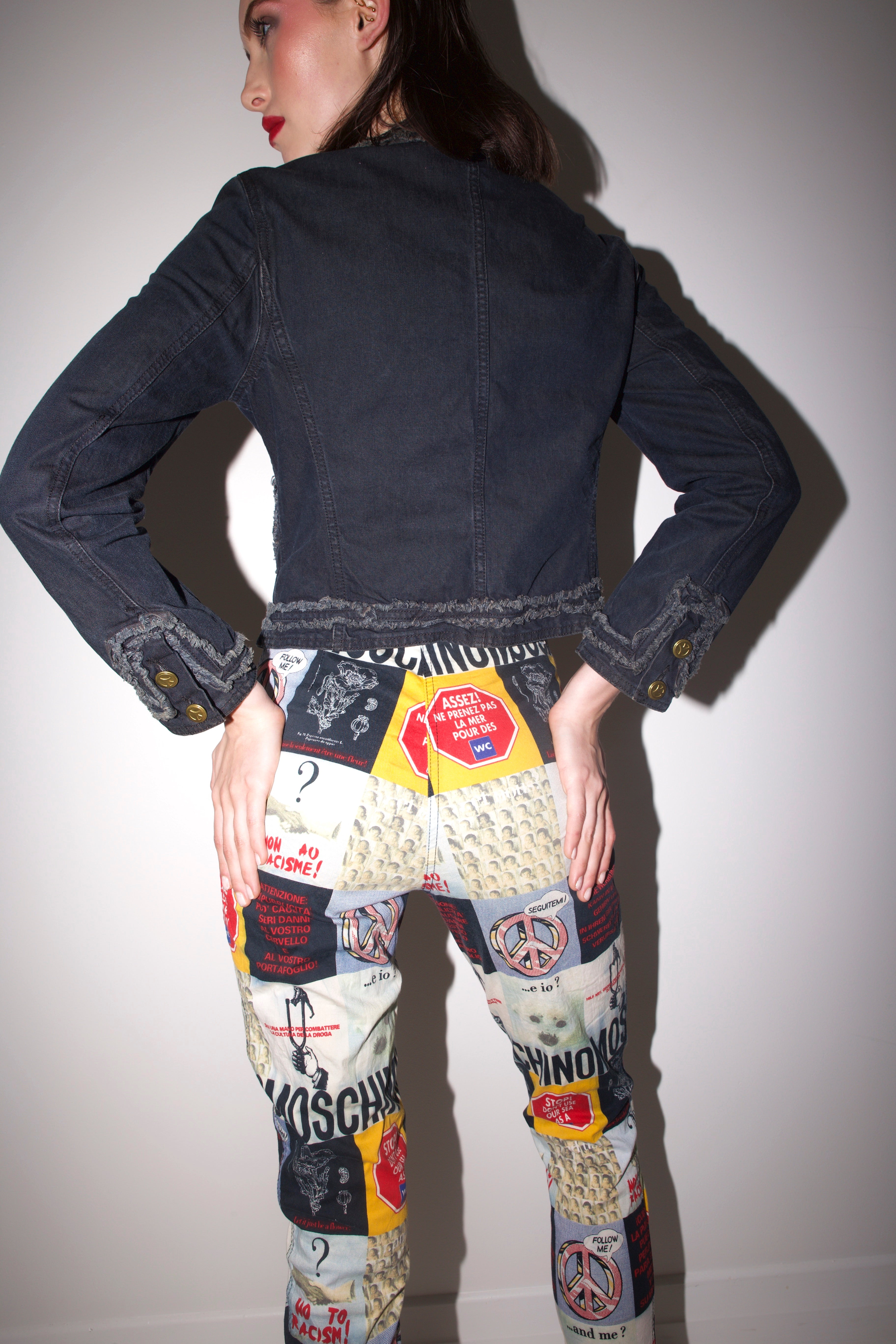 Moschino <br> 1992 'Say No To Racism' graphic print jeans