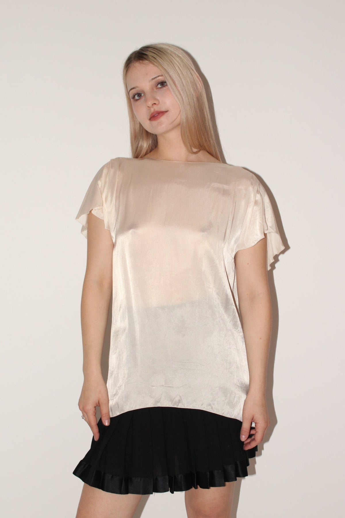Lanvin <br> F/W 2014 reversible plunge ruffle blouse