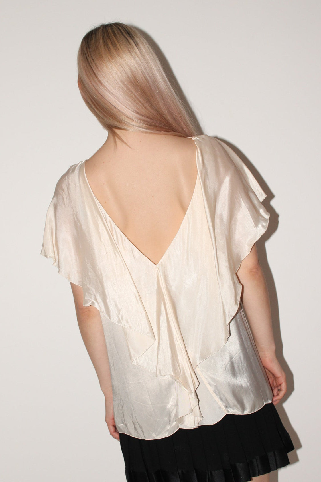 Lanvin <br> F/W 2014 reversible plunge ruffle blouse