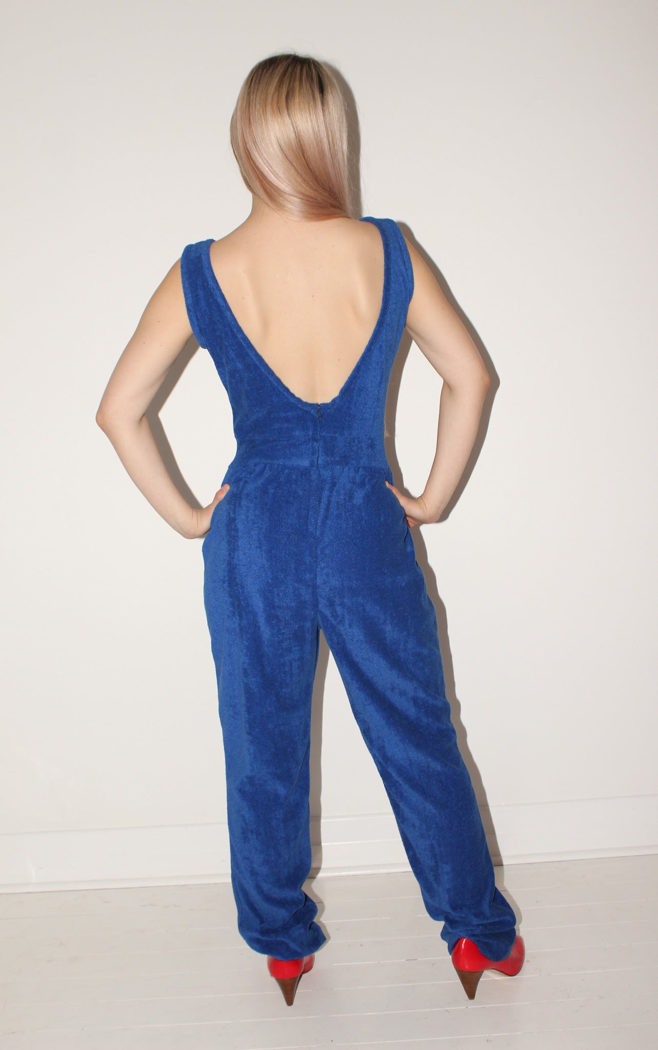 Sandy Shaw <br> 70's terry towelling scoop back jumpsuit