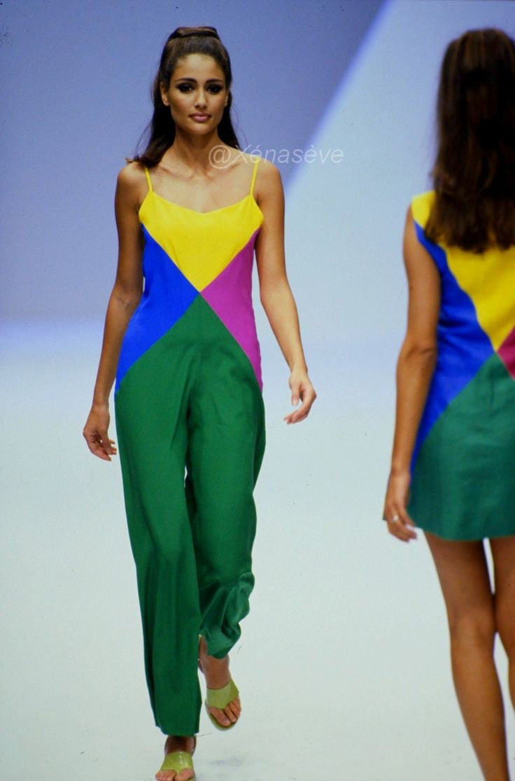 Max Mara <br> S/S 1992 Sportmax runway panelled silk jumpsuit