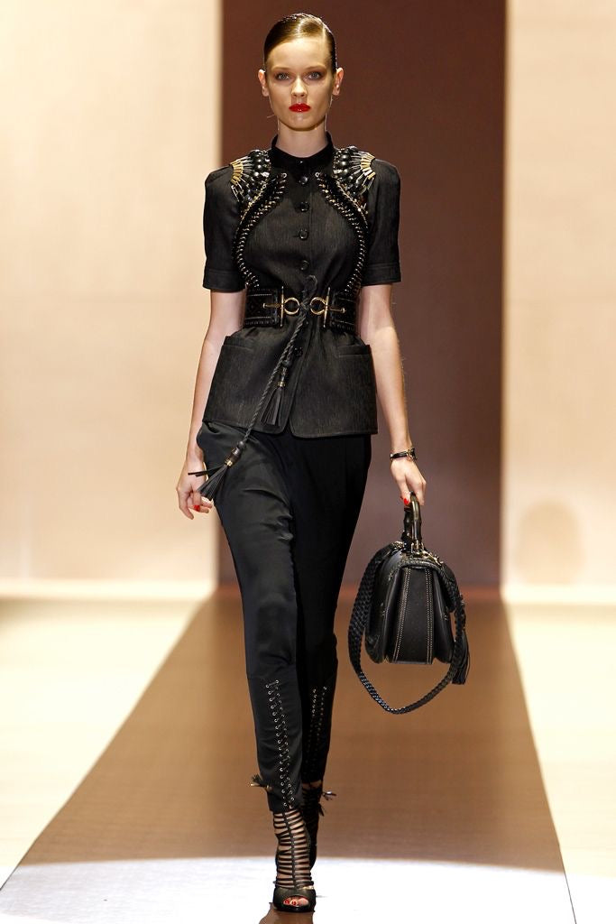 Gucci <br> S/S 2011 leather wrap belt with gold horse-bit buckle & tassel ties