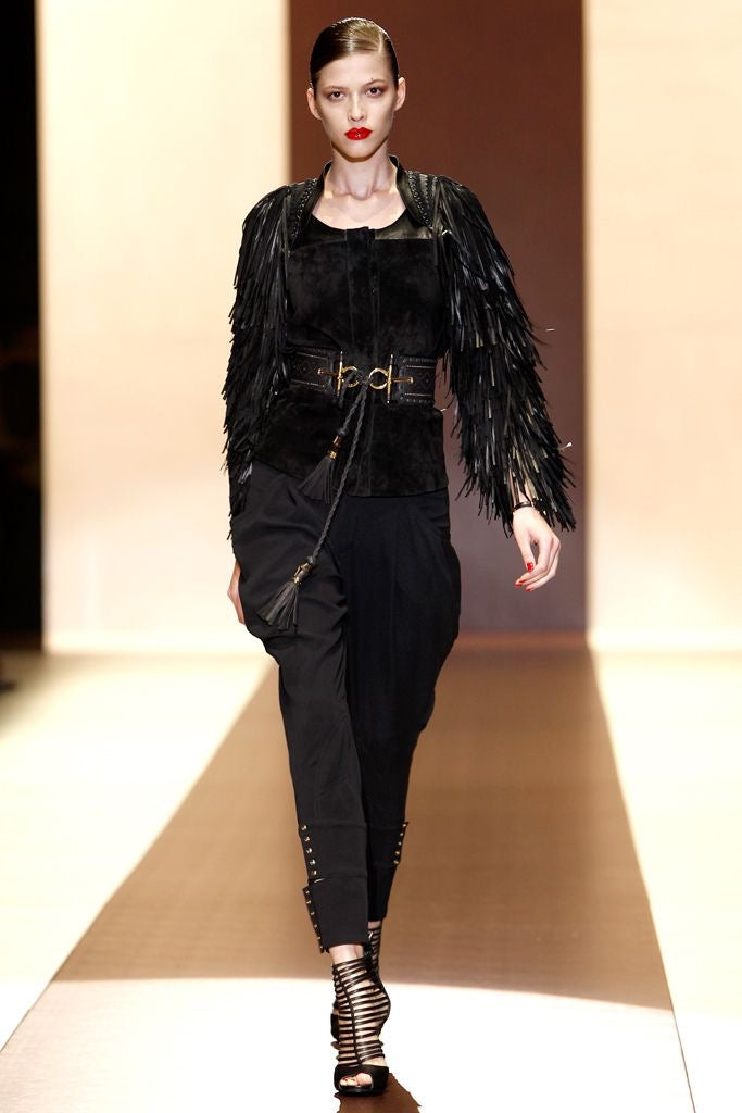 Gucci <br> S/S 2011 leather wrap belt with gold horse-bit buckle & tassel ties