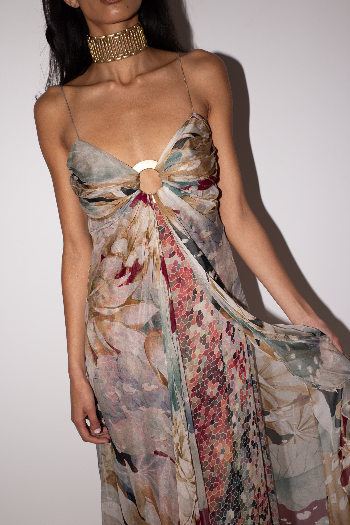 Valentino <br> S/S 2003 runway silk chiffon printed gown