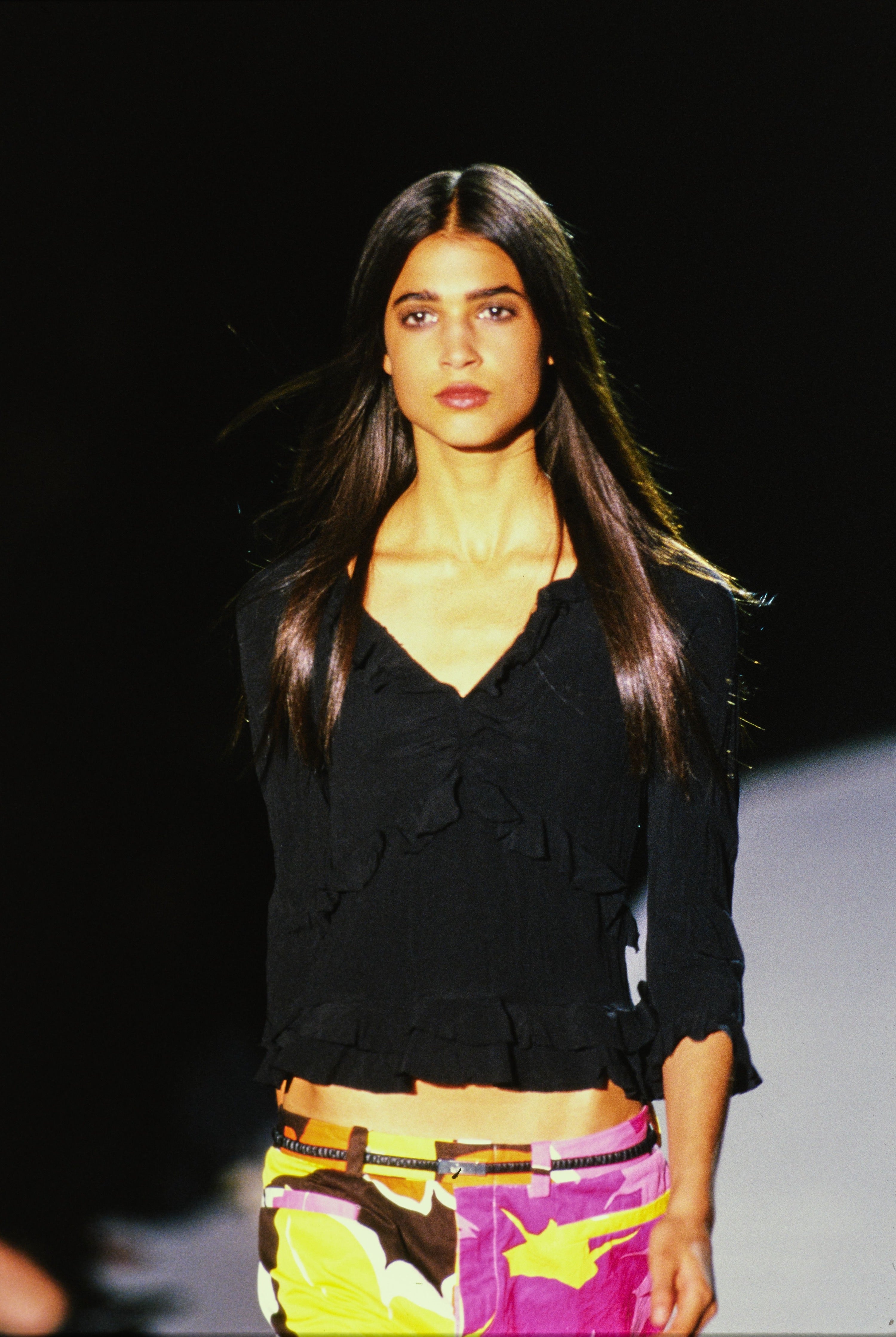 Gucci <br> Tom Ford S/S 1999 plunge ruffle neckline lurex knit top
