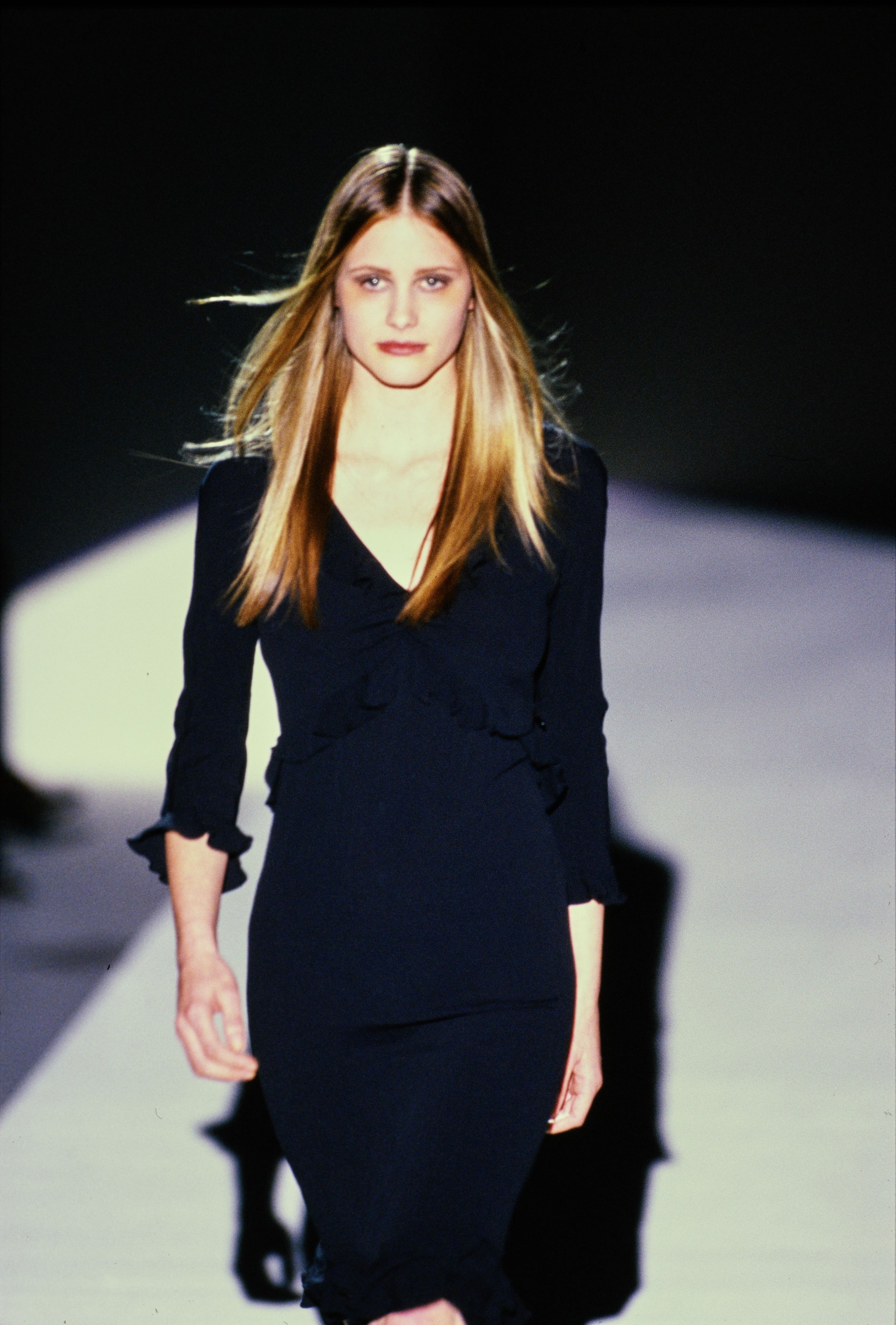 Gucci <br> Tom Ford S/S 1999 plunge ruffle neckline lurex knit top