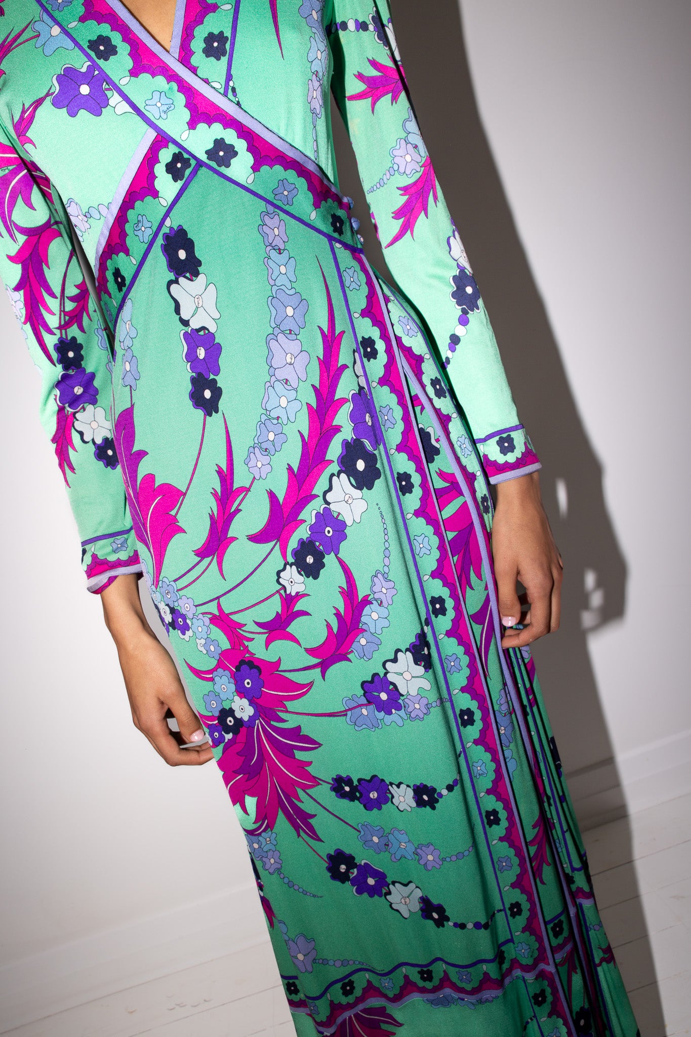 Emilio Pucci <br> 60's silk jersey signature print maxi gown/jumpsuit