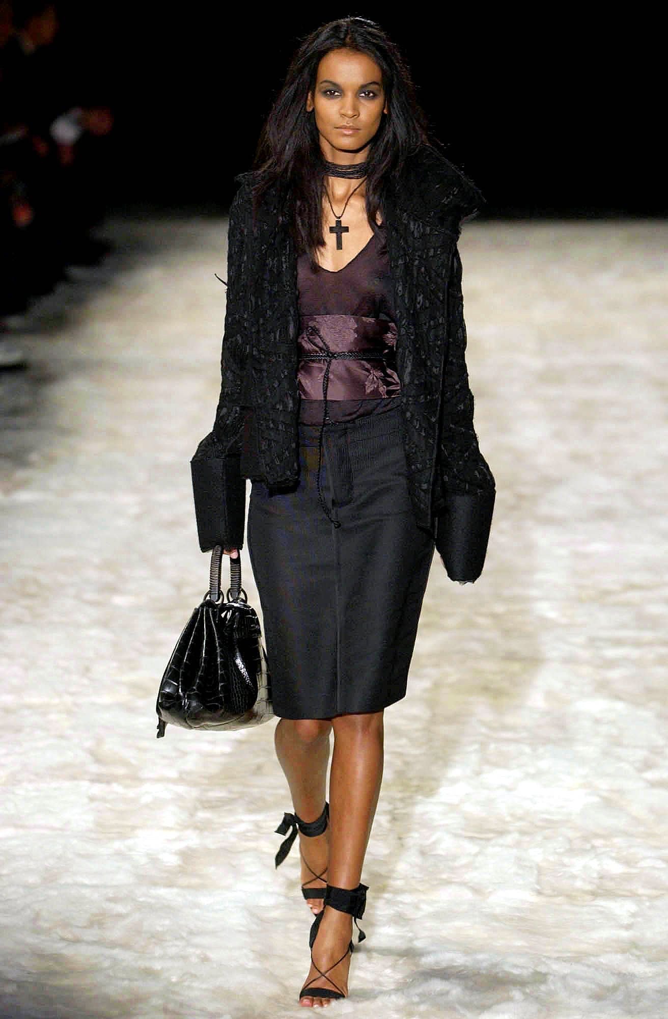 Gucci <br> Tom Ford F/W 2002 pinstripe front slit pencil skirt