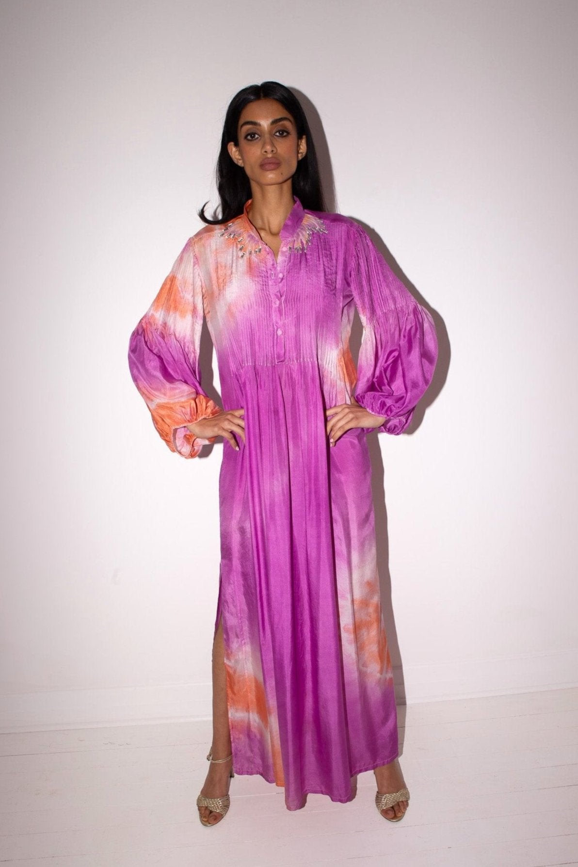 Blumarine <br> S/S 2010 runway tie die silk maxi dress with crystal embellishment