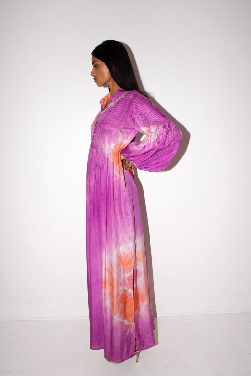 Blumarine <br> S/S 2010 runway tie die silk maxi dress with crystal embellishment