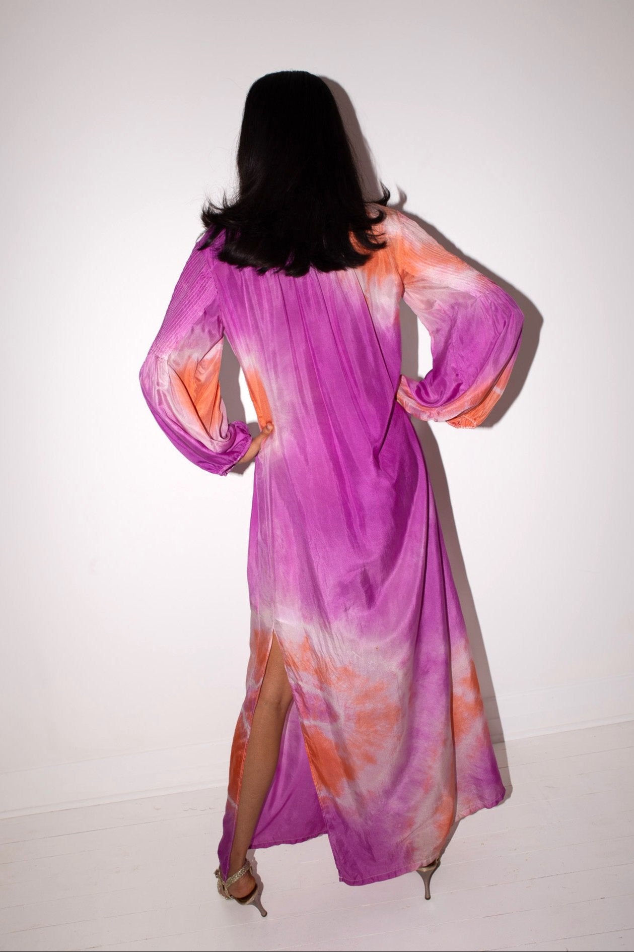 Blumarine <br> S/S 2010 runway tie die silk maxi dress with crystal embellishment