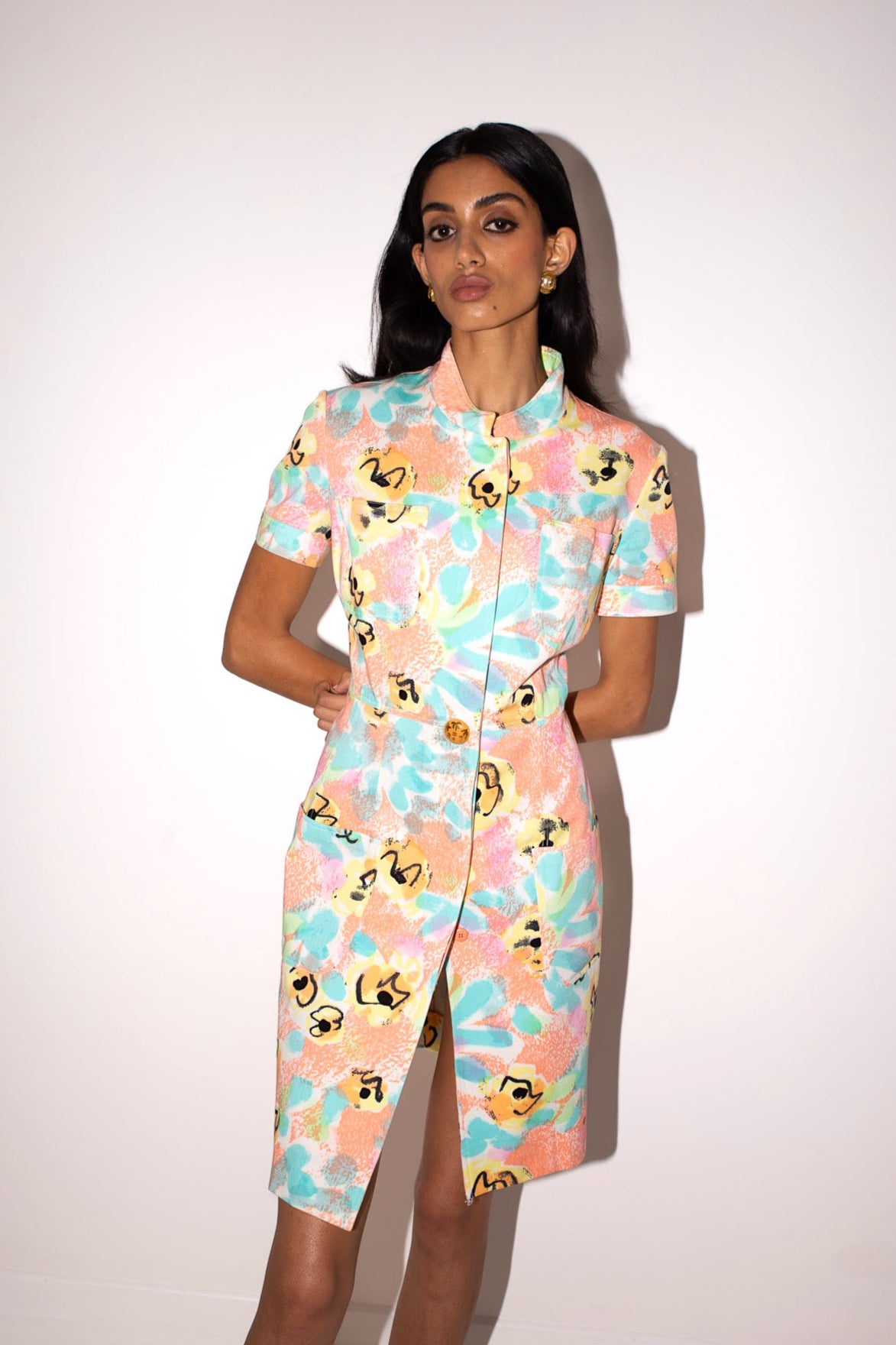 Chanel <br> S/S 1997 runway pastel logo print dress