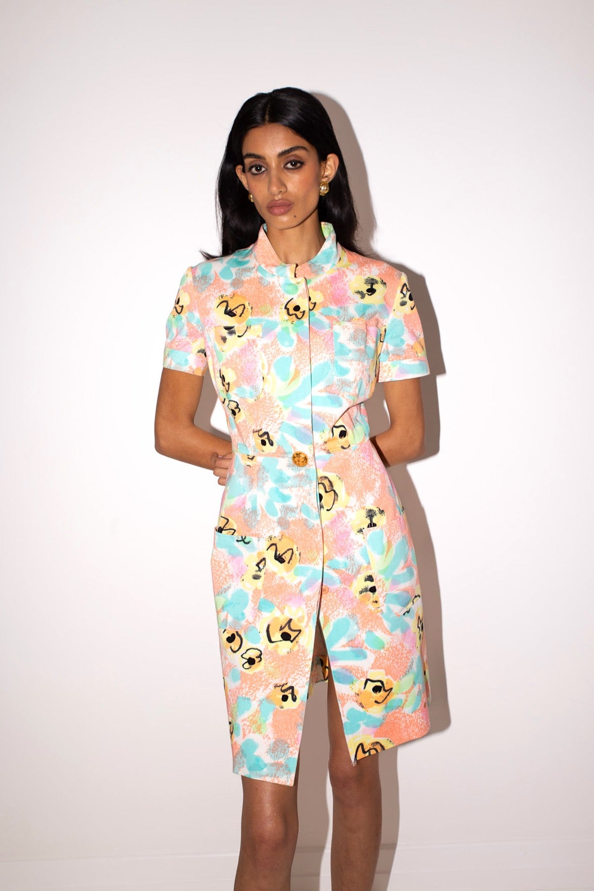 Chanel <br> S/S 1997 runway pastel logo print dress