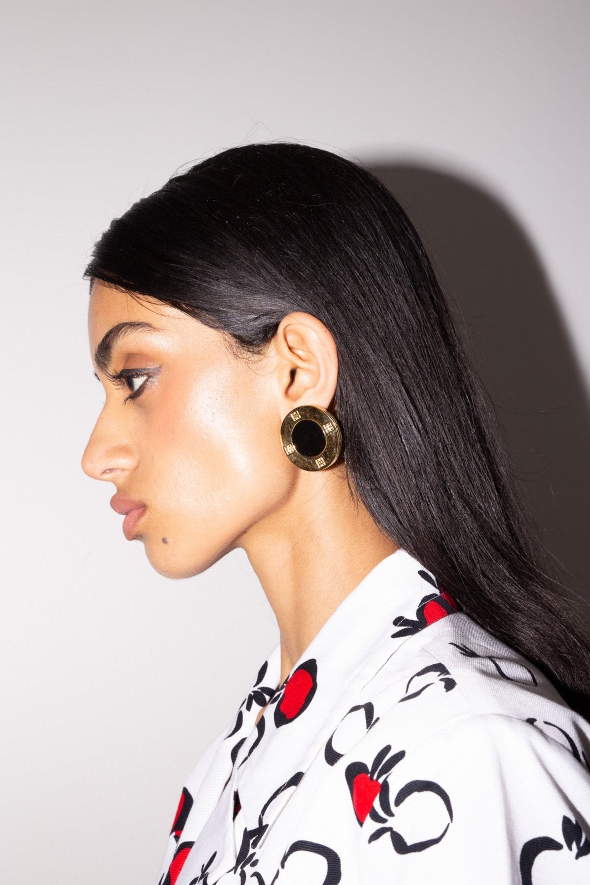 Givenchy <br> 80's oversized logo disc earrings