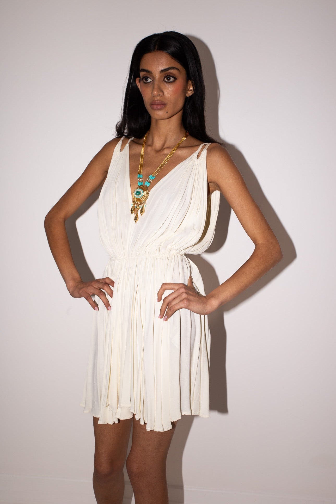 Plein Sud <br> 90's draped & pleated goddess mini dress