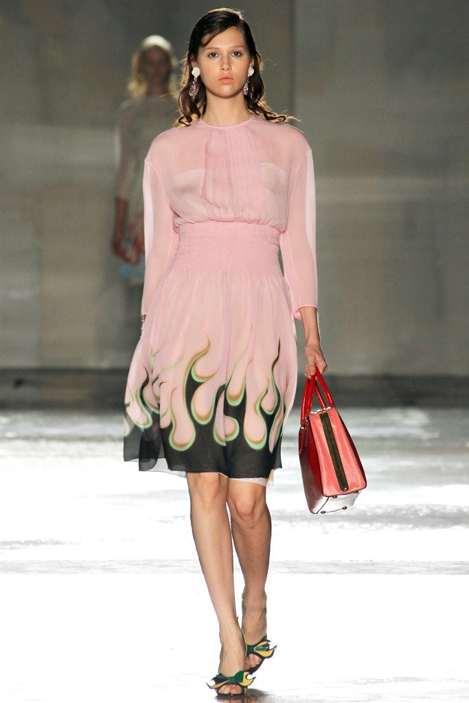 Prada <br> S/S 2012 runway & campaign silk chiffon flame dress