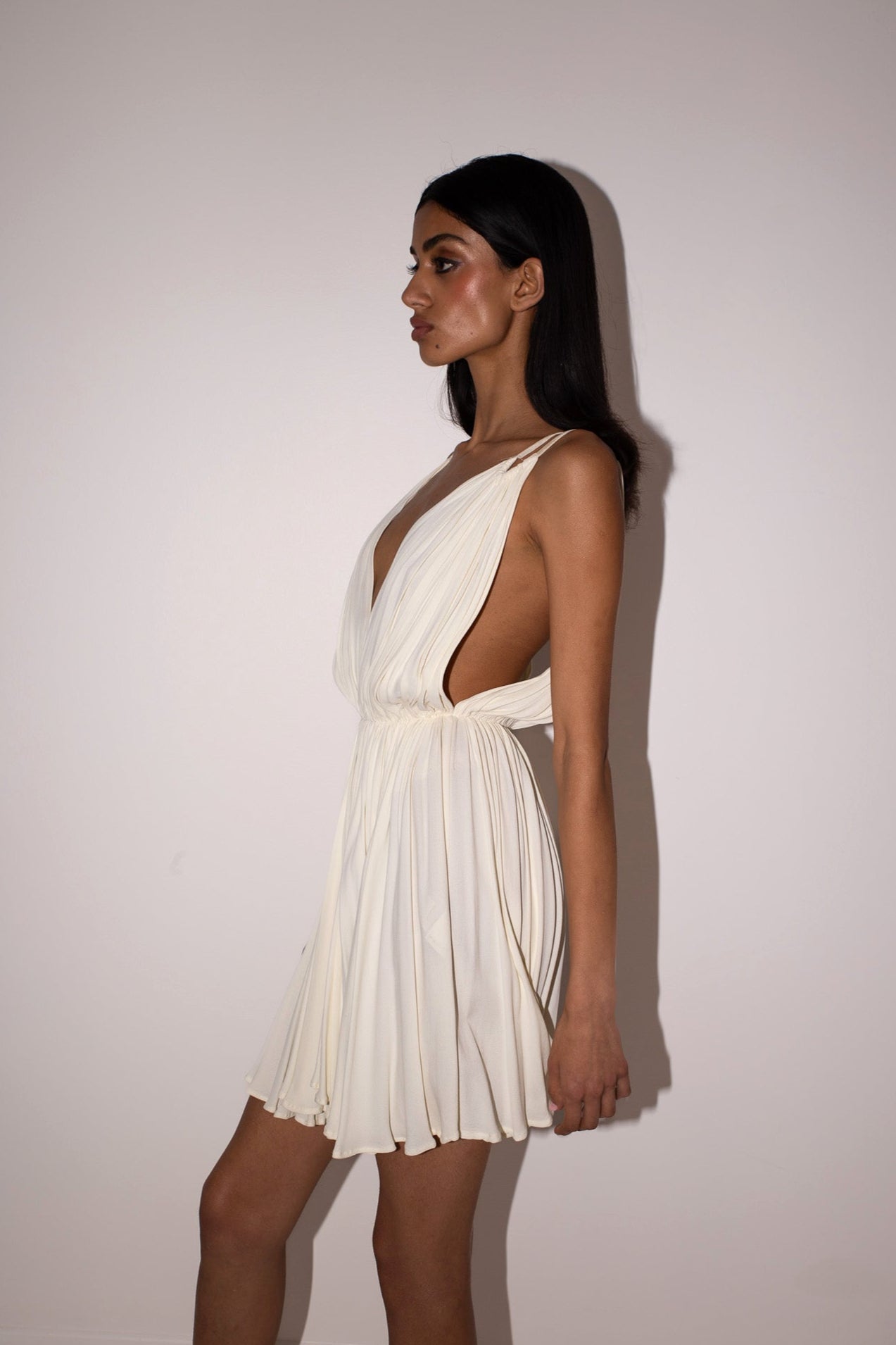 Plein Sud <br> 90's draped & pleated goddess mini dress