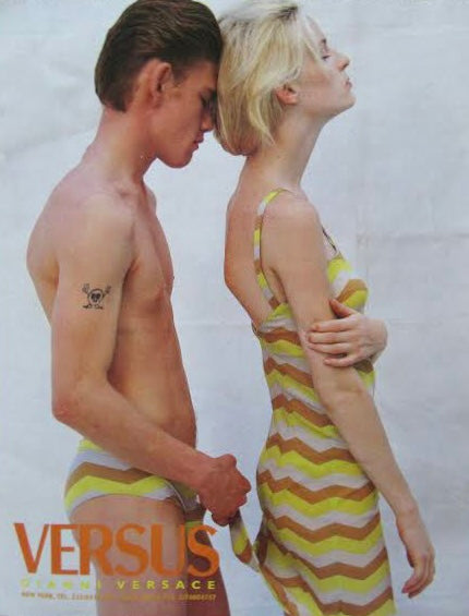 Versace <br> S/S 1997 Versus runway & campaign chevron print mini dress