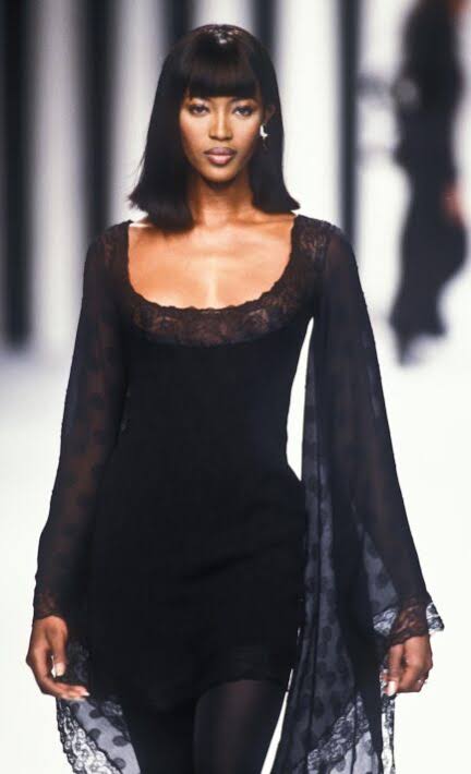 Valentino <br> F/W 1994 runway & campaign silk chiffon dramatic sleeve dress