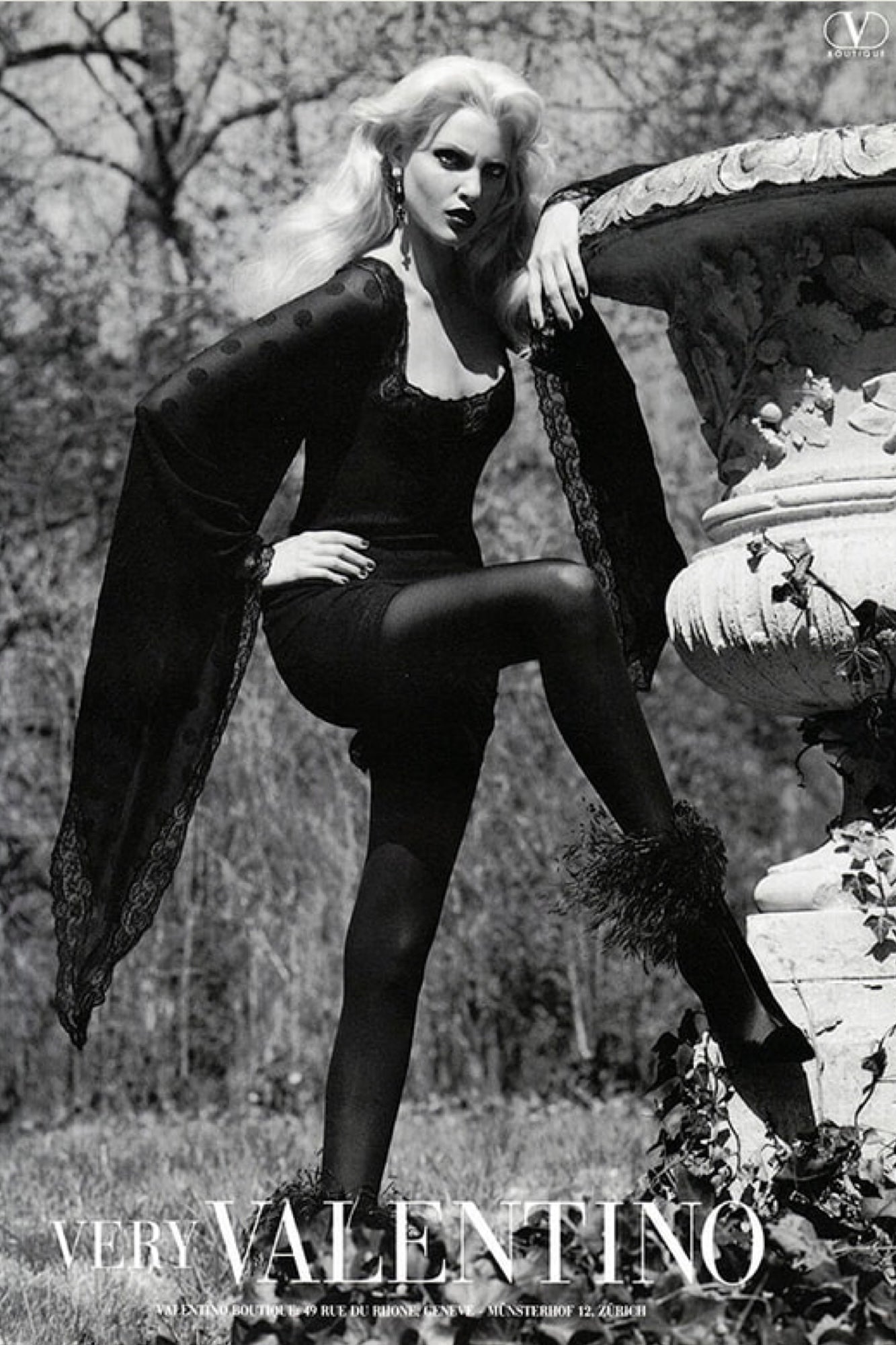 Valentino <br> F/W 1994 runway & campaign silk chiffon dramatic sleeve dress