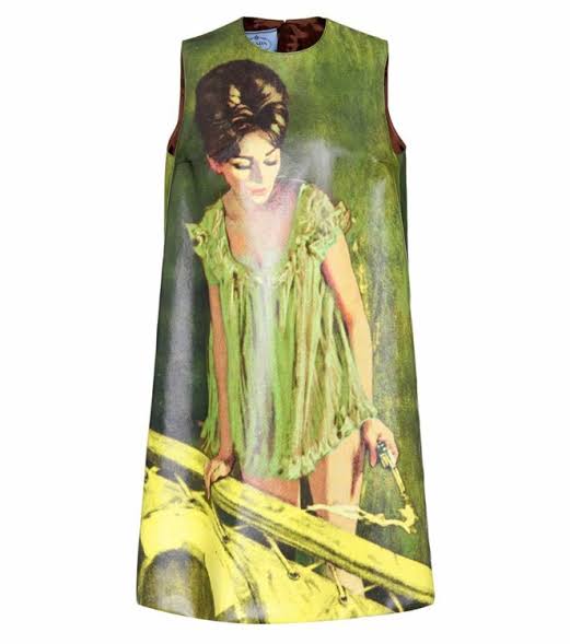 Prada <br> F/W 2017 runway & campaign Poster Girl print shift dress