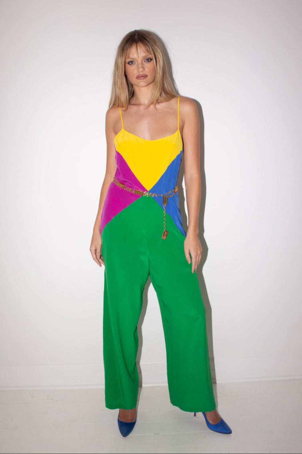 Max Mara <br> S/S 1992 Sportmax runway panelled silk jumpsuit