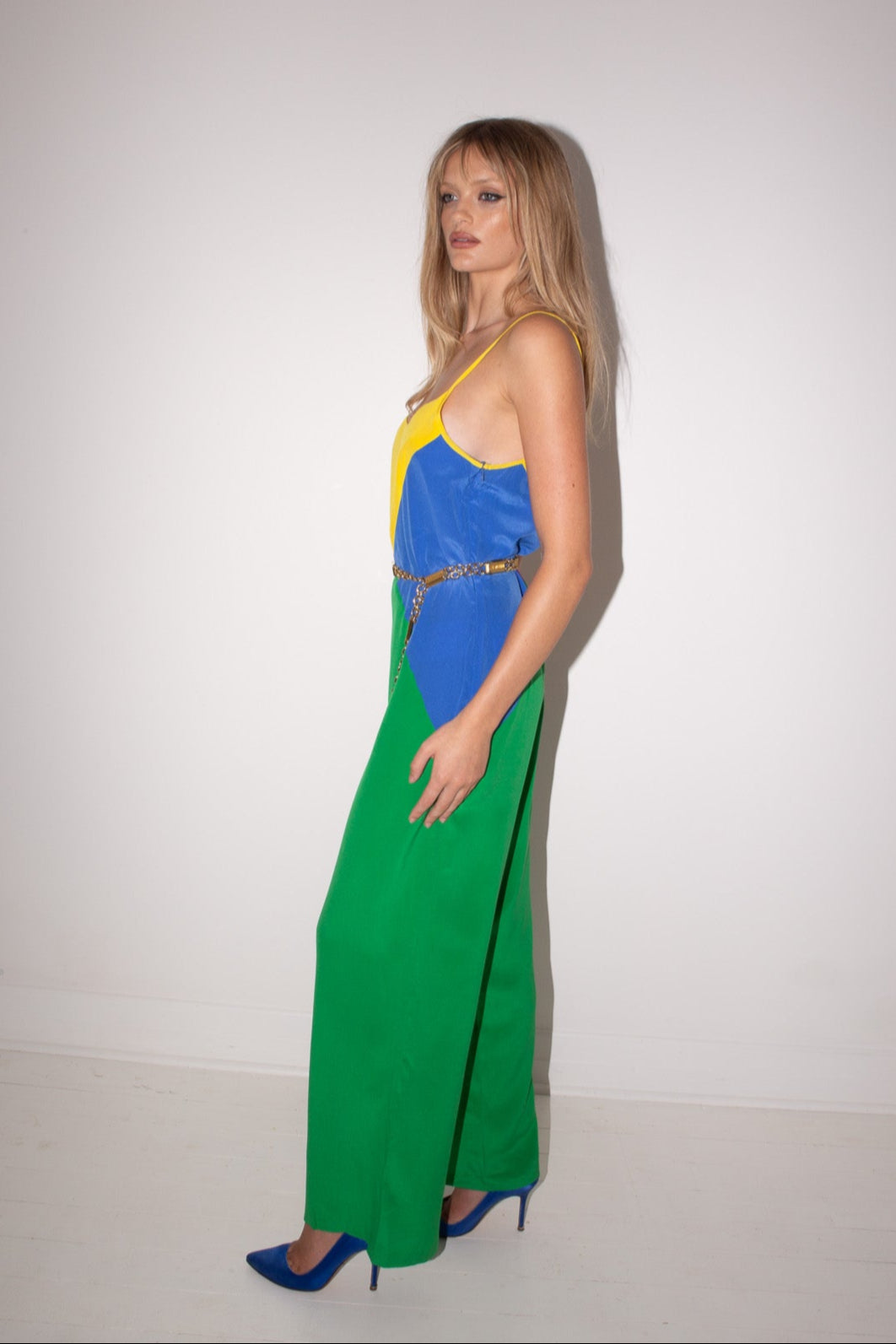 Max Mara <br> S/S 1992 Sportmax runway panelled silk jumpsuit