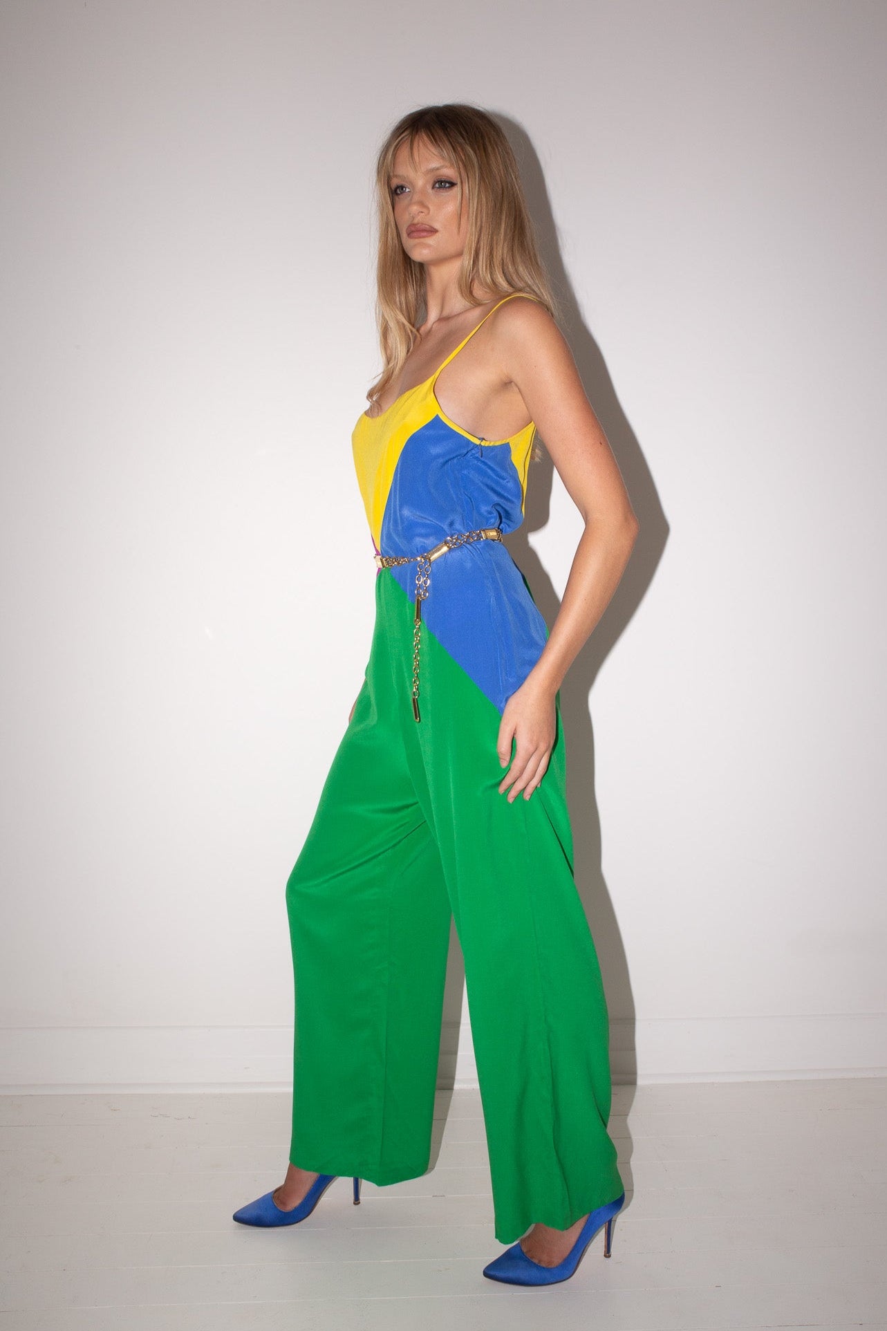 Max Mara <br> S/S 1992 Sportmax runway panelled silk jumpsuit