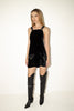 Versace <br> 90's velvet pinafore dress with Medusa buttons & hardware