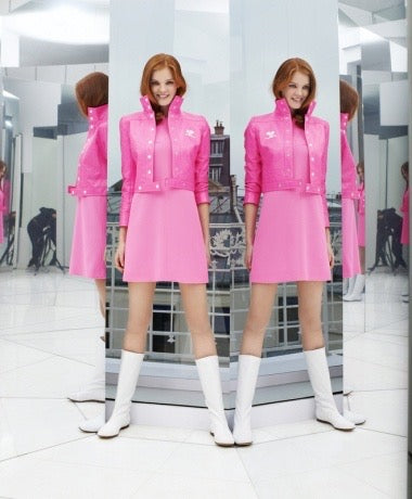Courreges <br> 90's neon pink vinyl logo bomber jacket